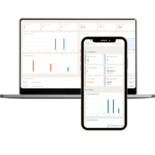 Mockup do painel Ponto e do app do aluno