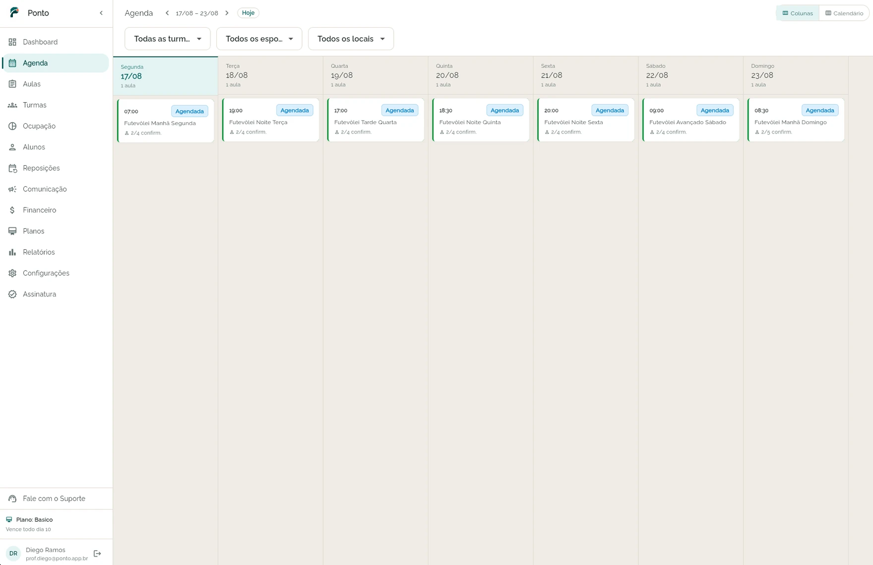 Agenda do painel Ponto
